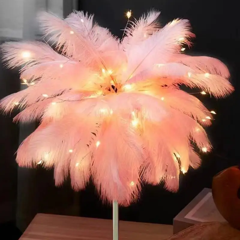 Feather Lamps For Bedrooms Elegant Feather Light LED Night Light Bedside Desk Lamp Atmosphere Modern LED Night Lamp For
