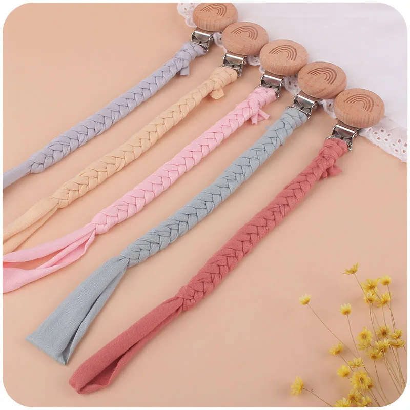 Baby Pacifier Clip Chian Holder Beech Wooden Clips Teether Toy Chew Rattles Mobiles Newborn Nursing Accssories