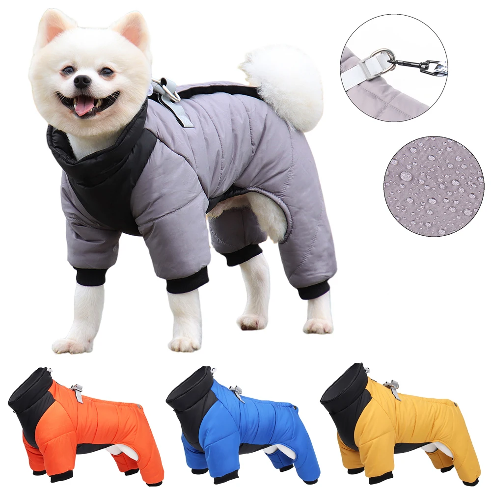 WinterPuppyClothesWaterproofDogCoatwithDRingWarmPetClothing