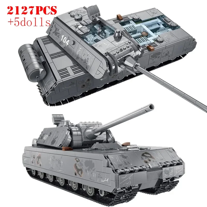 Military City Panzer Viii Mouse Leopard 2 German Heavy Tank Building Blocks Ww2 Army Armi Soldato Figure Mattoni Giocattoli Per Bambini
