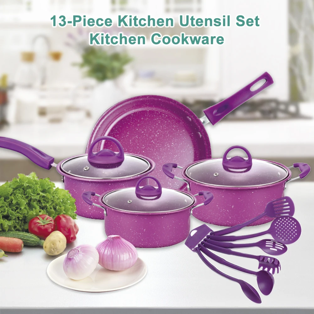 13-Piece Non-Stick Cookware Set Pots And Frying Pans Kit Kitchen