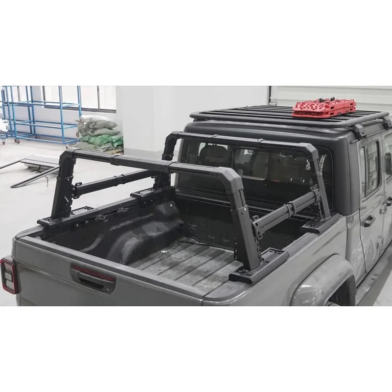 고품질 조절식 알루미늄 트럭 베드 사다리 랙 롤바 500kg 적재 픽업 트럭용