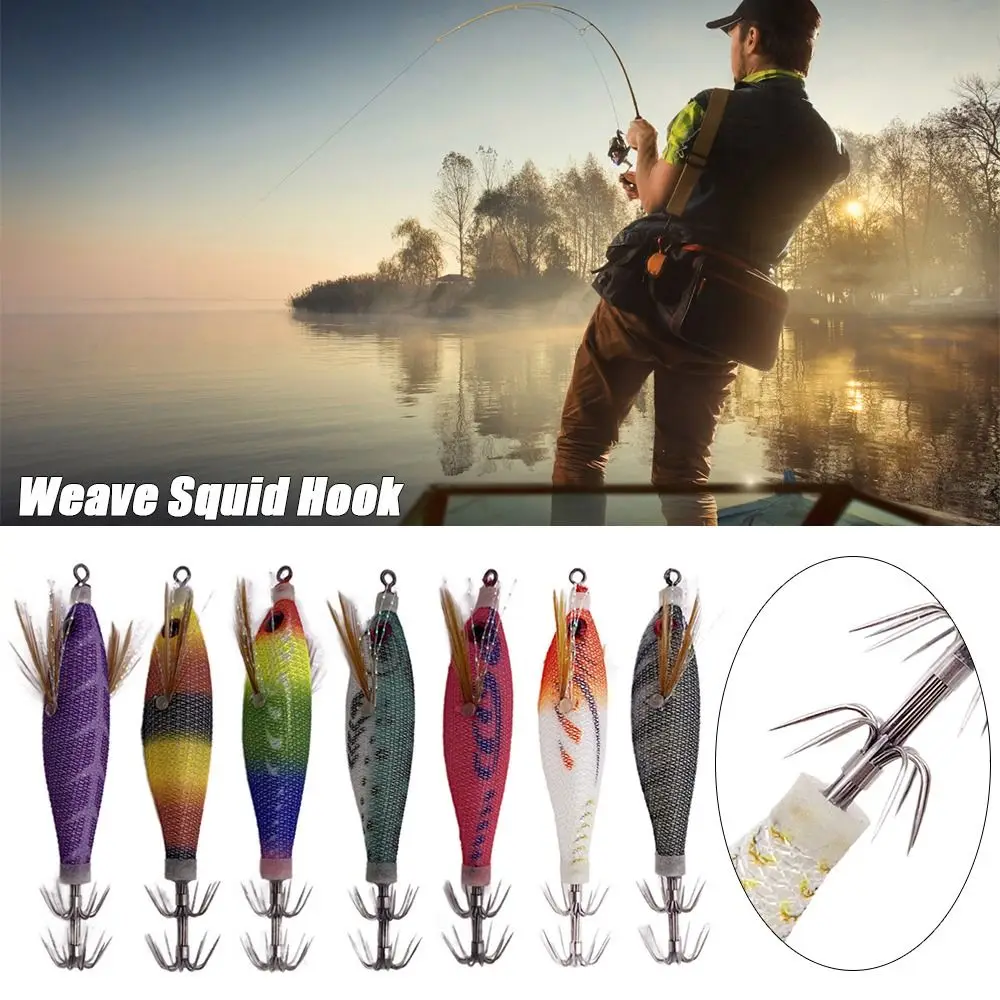 

80mm 6g Simulation Jigs Lead Sinker Wood Shrimp Lures Octopus Bait Fishing Tackle weave Squid Hook