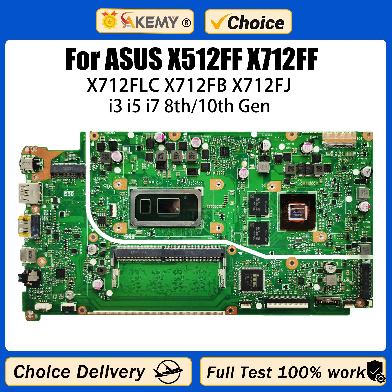 Материнская плата AKEMY X512FF, X512FL X512FLC X512FB X512FJ X712FF X712FL X712FLC X712FB X712FJ X512FJG, материнская плата для ноутбука I3 I5 I7