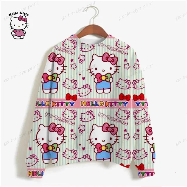 thumbnail image 1 of Sudadera de calle para mujer, sudaderas con capucha para mujer, sudaderas con estampado de dibujos animados, sudadera corta con estampado de HELLO KITTY para mujer, 1 of 5