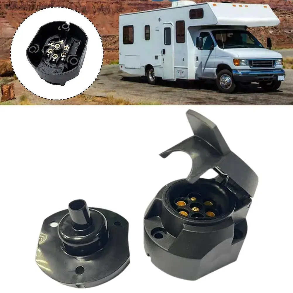 12V 7 Pin European Trailer Socket+Plug Tow Bar Connector Adapter For Car RV Truck Boat Caravans Transfer Signal Adapter Tools