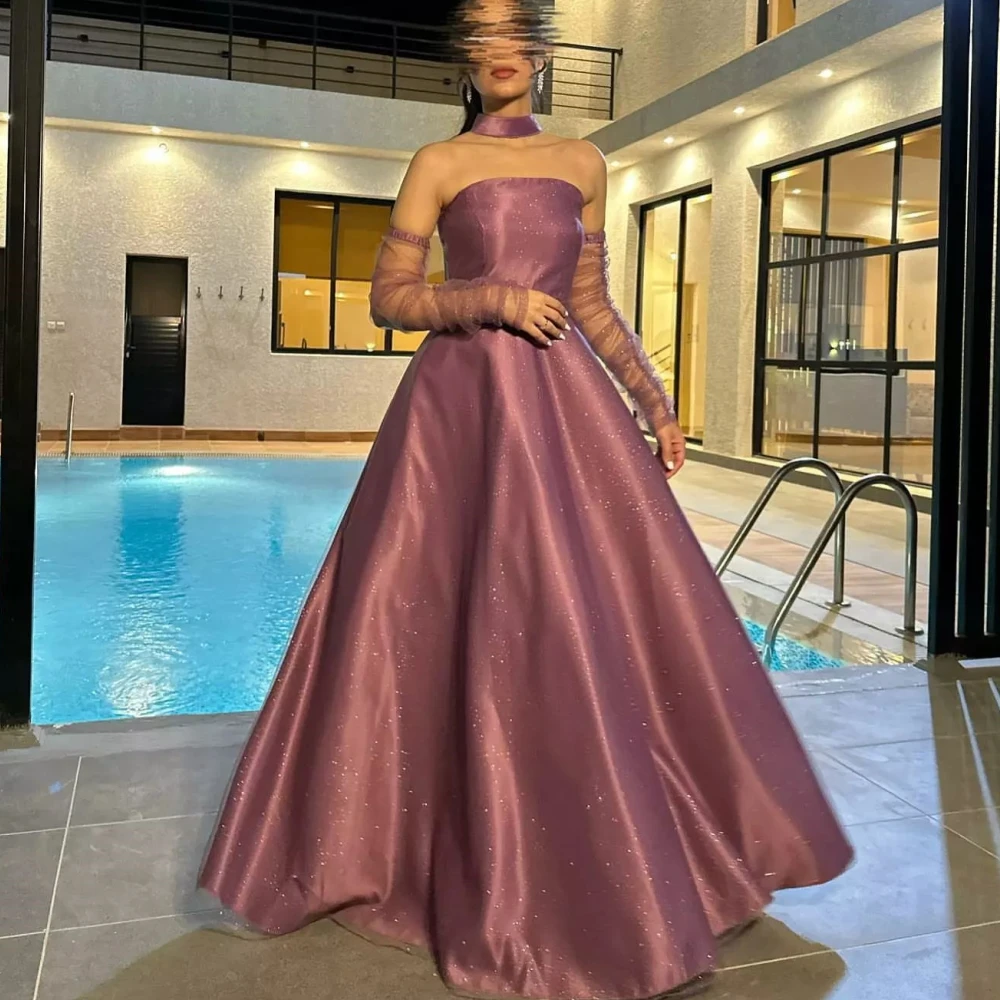 

Carolina Strapless Backless Evening Dresses Women Saudi Arabia Sleeveless Sparkly Wedding Guest Elegant Formal Party Gowns