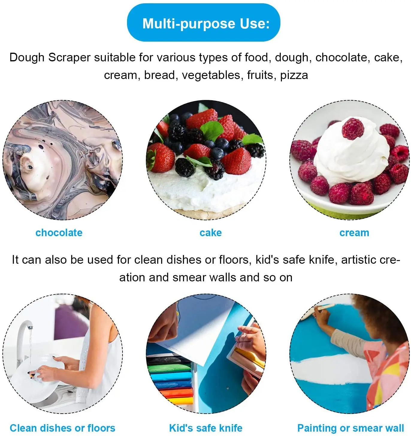 Baking Tools 1Pcs Flexible Bowl Scraper Dough Scrapers Spatula Multipurpose Curved Pastry Scraper Flat Edge Mixing Bowl Cutter