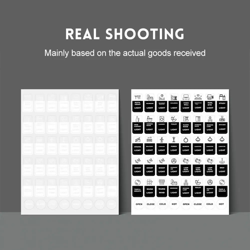

1 Sheet Practical Bathroom Touch Switch Lcon Stickers English Print Kitchen Appliances Switch Stickers Distinguish Keys