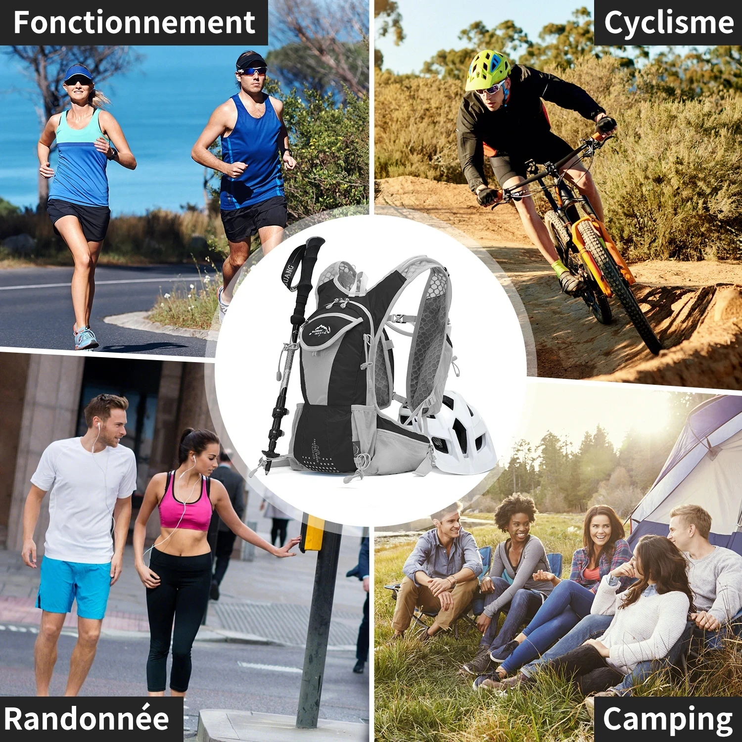 INOXTO 12L Hydration Vest Cycling Backpack Running Hydration Suitable for Men and Women Trail Vest Running Bag Mountaineering 2L 3