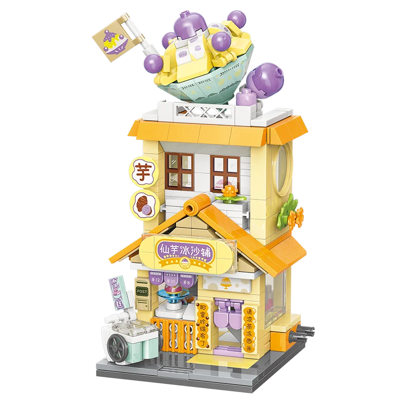 Keeppley 빌딩 블록 동화 마을 도시 다채로운 거리 장면 시리즈 모델 diy 캐빈 조립 장난감 장식품 생일 선물
