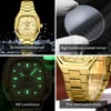 OPK 6044 Men's Wristwatch Gold Stainless steel Square Simple Waterproof Luminous Quartz Men Watch 4