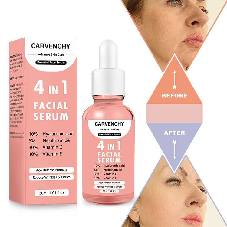 Ser facial antirid 4 în 1, albire, îndepărtează petele întunecate, micșorează porii, hidratant anti-îmbătrânire, hrănește îngrijirea pielii coreeană_voghion.com