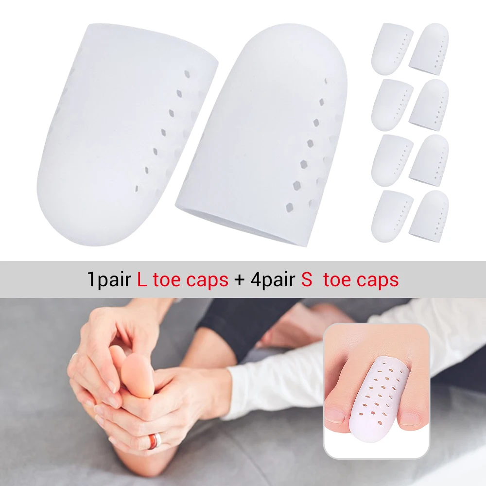 

10Pcs/5Pairs Pain Relief Silicone Toe Cap Protector Cover Thumb Sleeve Corn Blisters Toe Tube Bunion Correction Foot Care