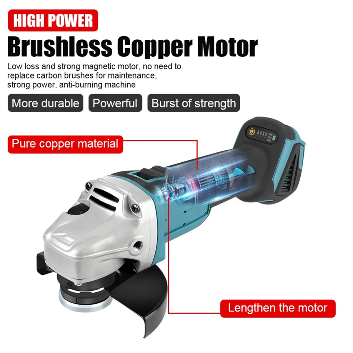 SEMOIC For 18v Battery Power Tools Grinder Tool Electric Grinder 125 Angle Brushless Sander Angle