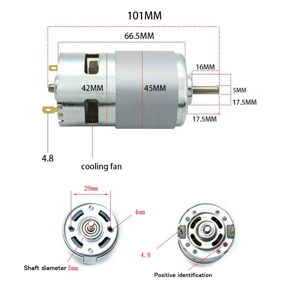 997 Leistungsstarker Gleichstrommotor, Eingangsspannung DC 12–36 V, Hochgeschwindigkeitsmotor, leiser Kugellagermotor – Detail 10