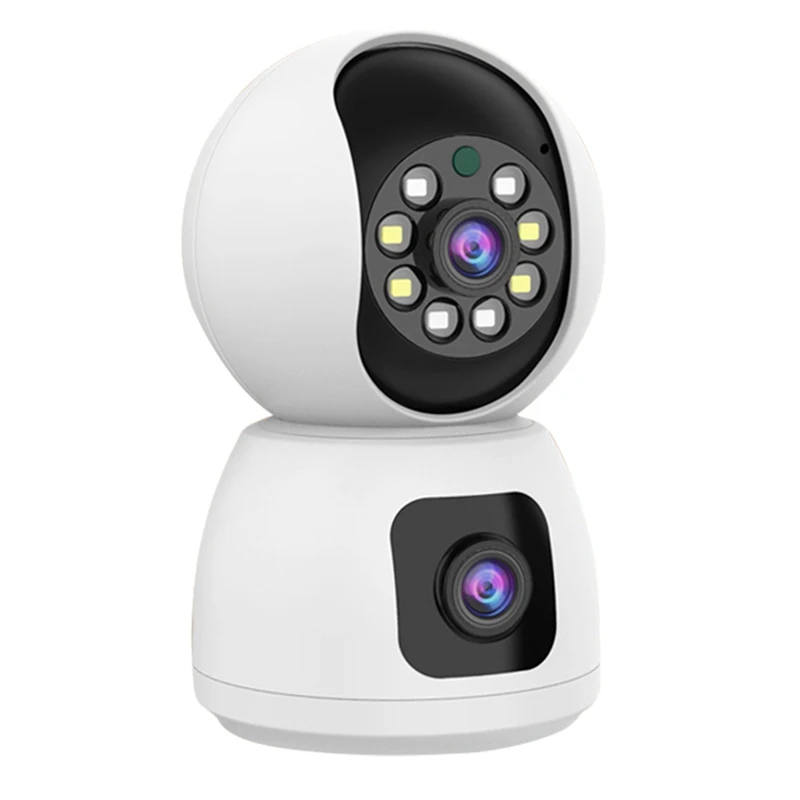 K12 Smart Wifi Camera 360 ° Osservazione Domestica Telecamera A Doppia Lente Di Sicurezza Remota Bianca 1Set