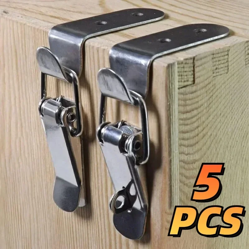 1/5PCS 90 Degrees Duck-mouth Buckle Hook Stainless Steel Buckle Padlock Wooden Box Cabinet Door Lock Luggage Latch Clip