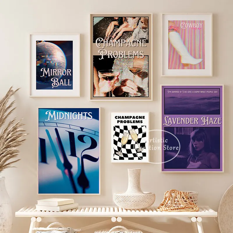 Vintage Taylor-Swift Poster Midnights Evermore Album Print Canvas Painting Wall Music Pictures For Bedroom Wall Art Home Decor