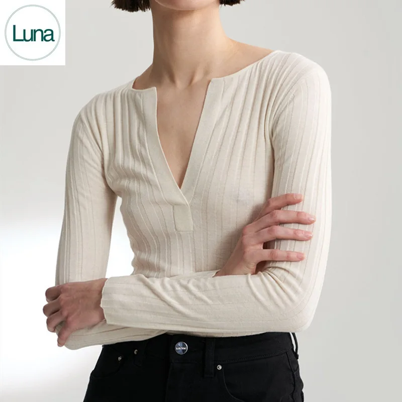 

2023 New Fashion, Good Quality, Temperament, Commuter Versatile V-neck Underlay Knitwear Pullover Top for Women