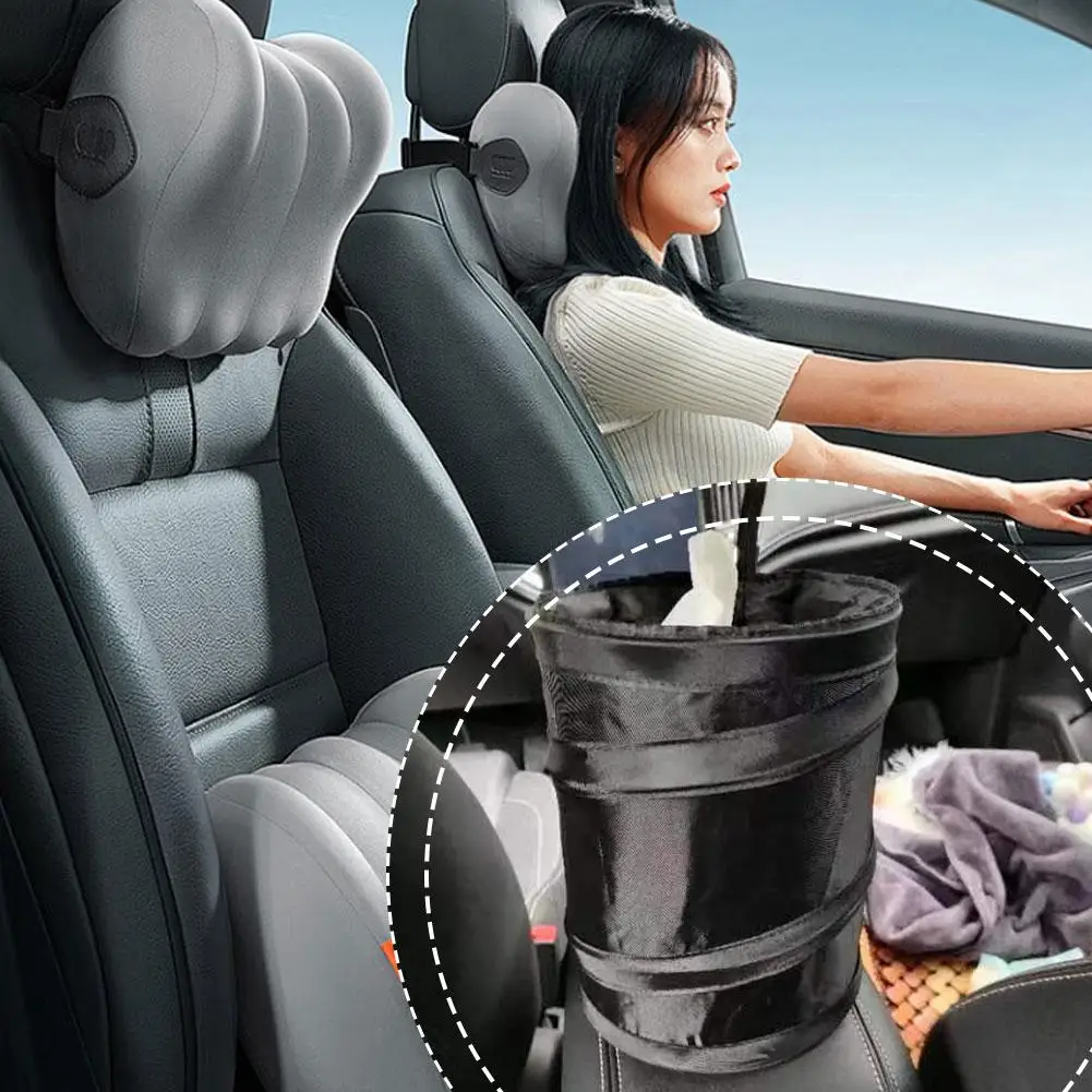 Collapsible Black Car Trash Can Pack Trash Bag Rubbish Waste Bin For Little Leak Proof Car Cooler Bag Garbage Wastebasket