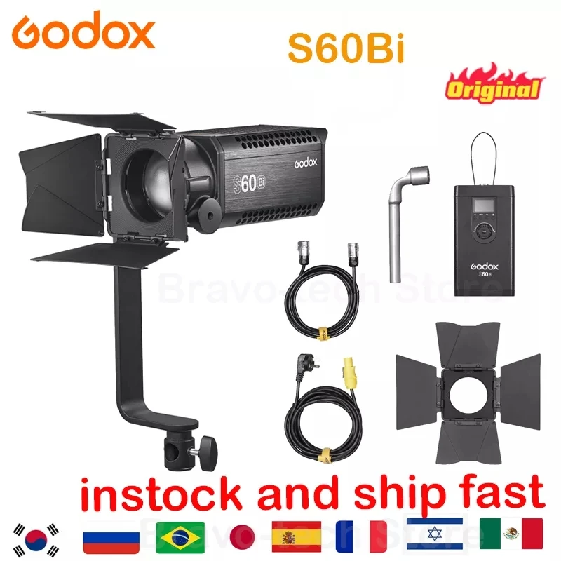 

Godox S60 Bi 60W Focusing LED Photography Continuous adjustable Light Spotlight With Barn Door for Professional Photography