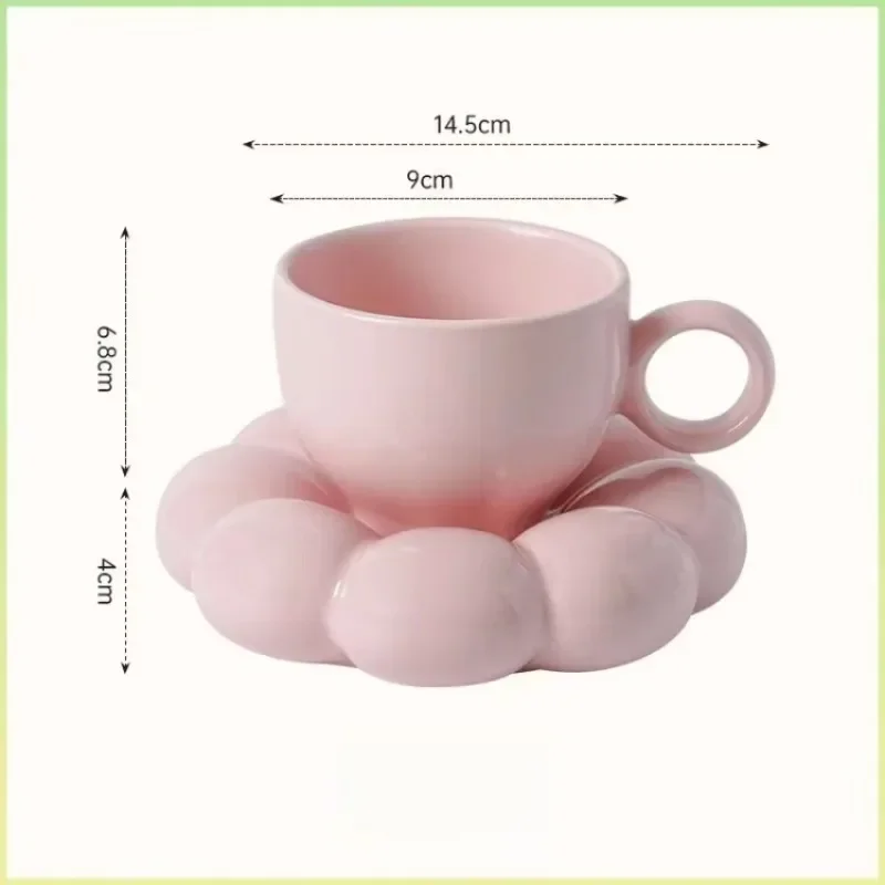 6oz عباد الشمس القهوة القدح الجمالية السيراميك سحابة كوب الزخرفية الصحن بعد الظهر الشاي كوب ماء مكتب ديكور المنزل القدح درينكوير