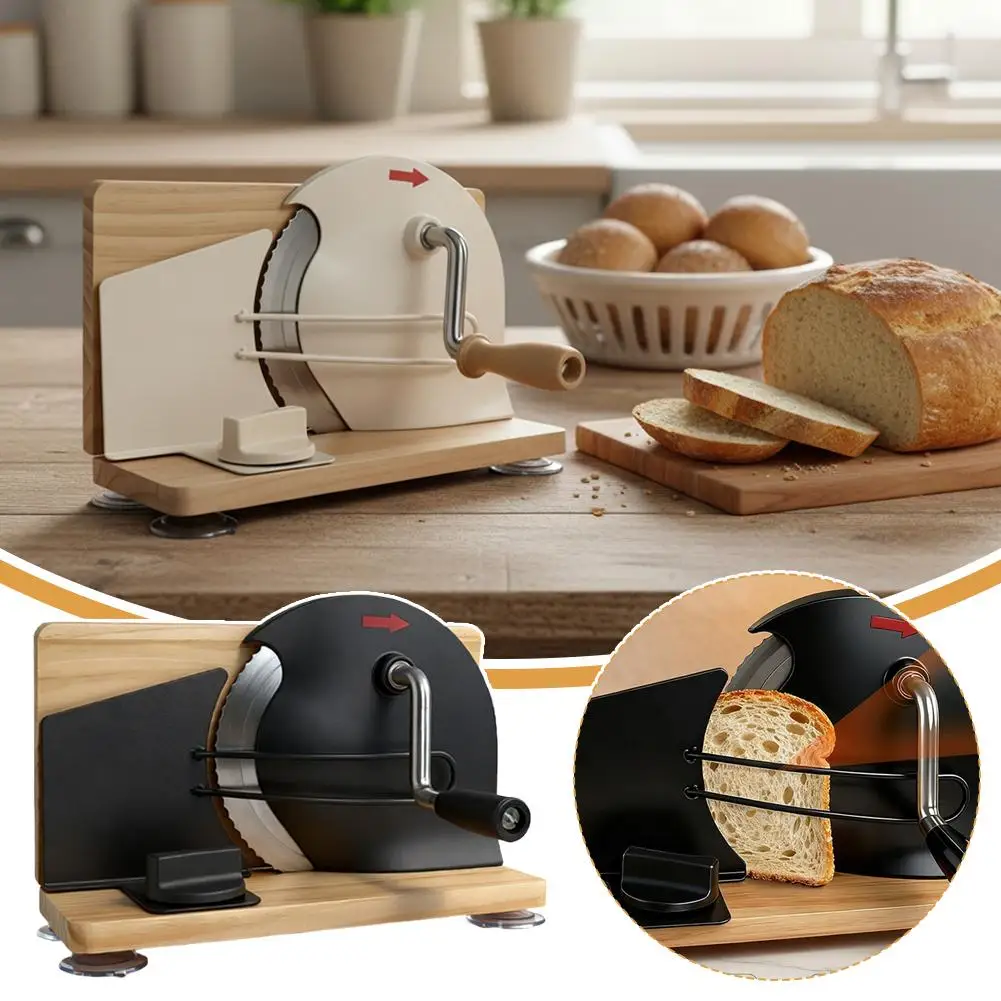 قطاعة خبز يدوية، قابلة لضبط السماكة، شفرة من الفول...