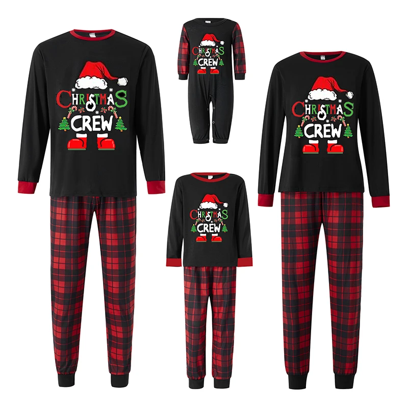 thumbnail image 5 of Conjunto de pijama familiar navideño 2024, pijama navideño con bonito top estampado y pantalones a cuadros, ropa de dormir festiva a juego para toda la familia, 5 of 5