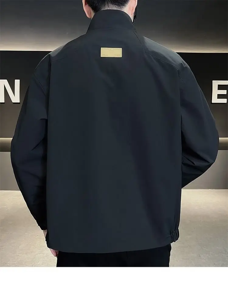 Men Clothes Autumn Winter Bomber Jacket Cotton-padded Jacket Zipper Pocket Military Windbreaker Stand-up Collar Coats Korean Top