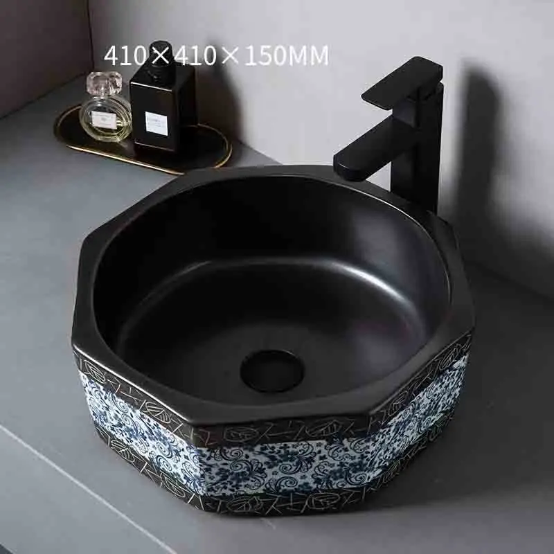 

Chinese-style Countertop Basin Creative Ceramic Washbasin Balcony Single Basin Toilet Countertop Sinks Garden Pool With Drainer