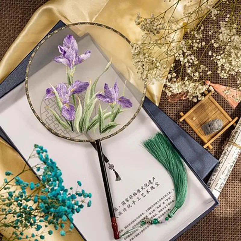 Suzhou Embroidery Vintage Fan, Chinese Round Fans, Luxury Hand Held, Home Decor, Dance Fans, Silk Decoration, Summer