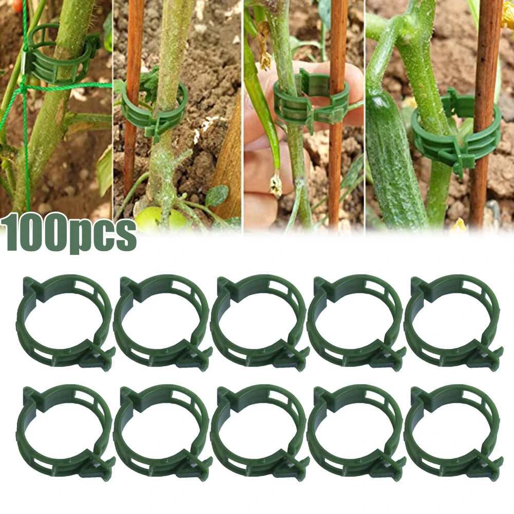 

100pcs Plastic Binding Vine Clip Vegetable Tomato Ring Buckle Fixed Binding Clip Plant Vine Strap Bracket Garden Fix Plant Vine