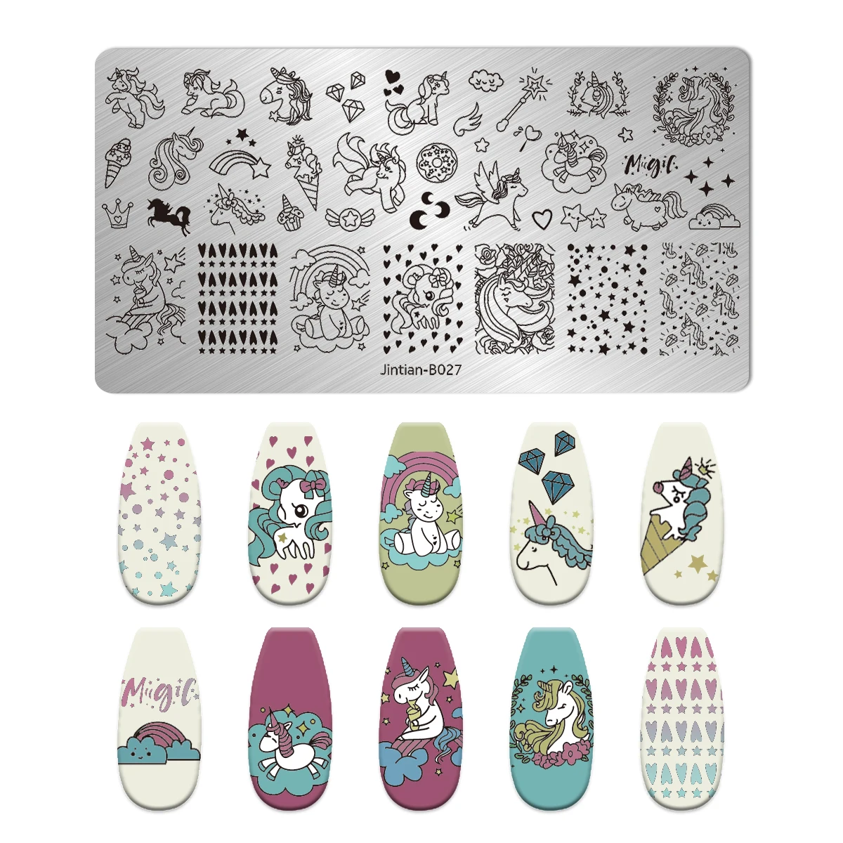 Cartoon Animal Nail Stamping Plates Cloud Star Cute Unicorn Pattern Nail Art Stamping Plate Printing Image nail polish Templates 6