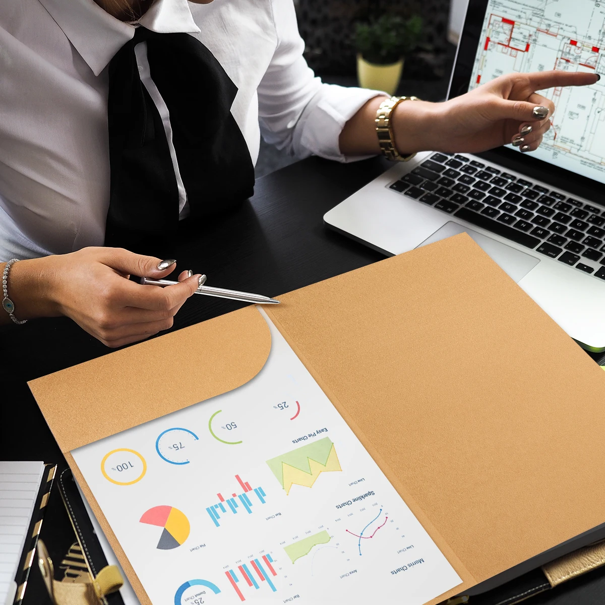 OUYAT 20 Pcs A5 Kraft Paper File Folder, Square Cut Two-Pocket - View #10