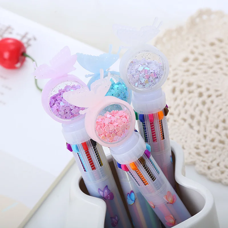 

Милые шариковые ручки для детей, школьная и стандартная ручка с синими чернилами, цветной рекламный подарок, разноцветные и блестящие ручки