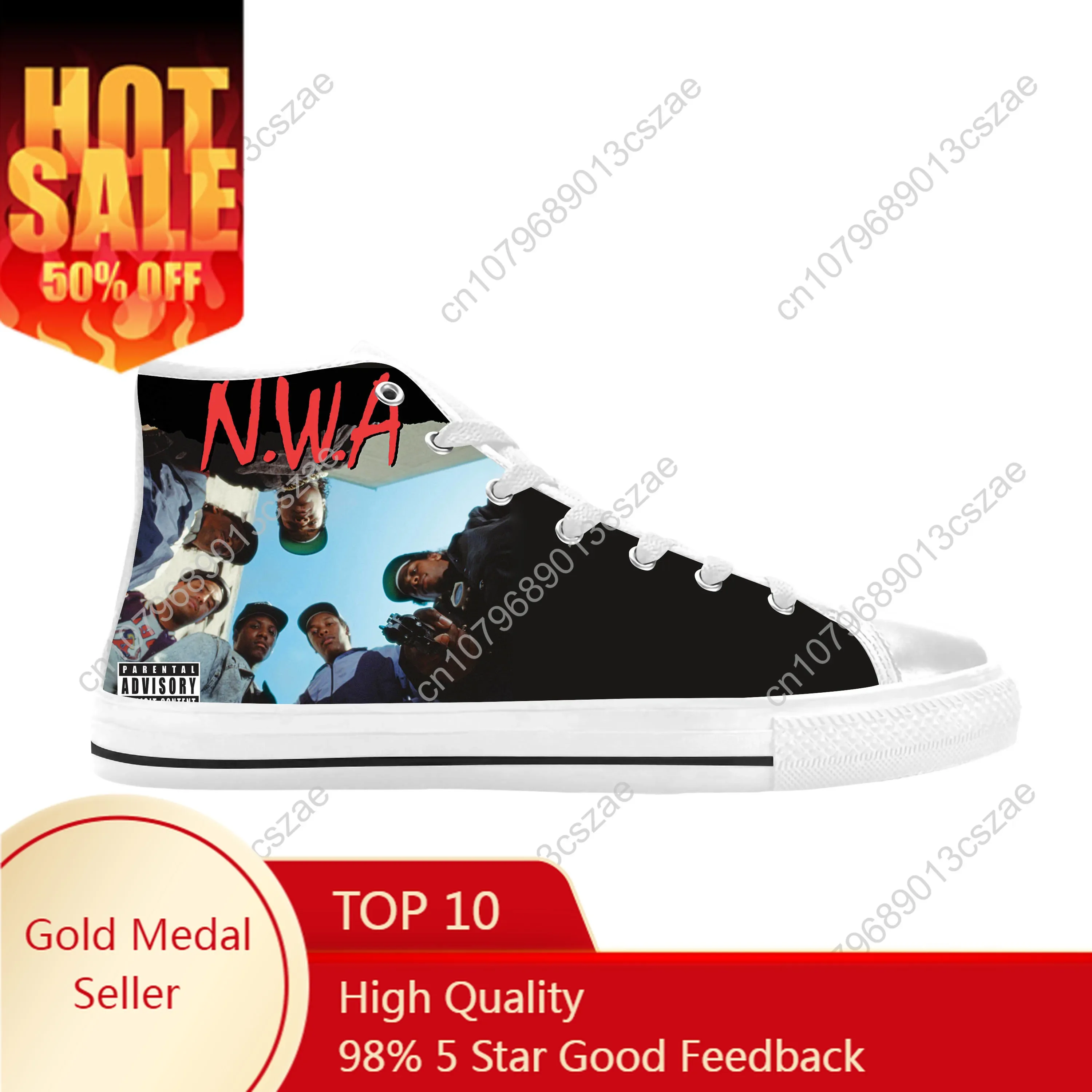 

Hot Nwa Straight Outta Compton Hip Hop Rapper Rap Casual Cloth Shoes High Top Comfortable Breathable 3D Print Men Women Sneakers