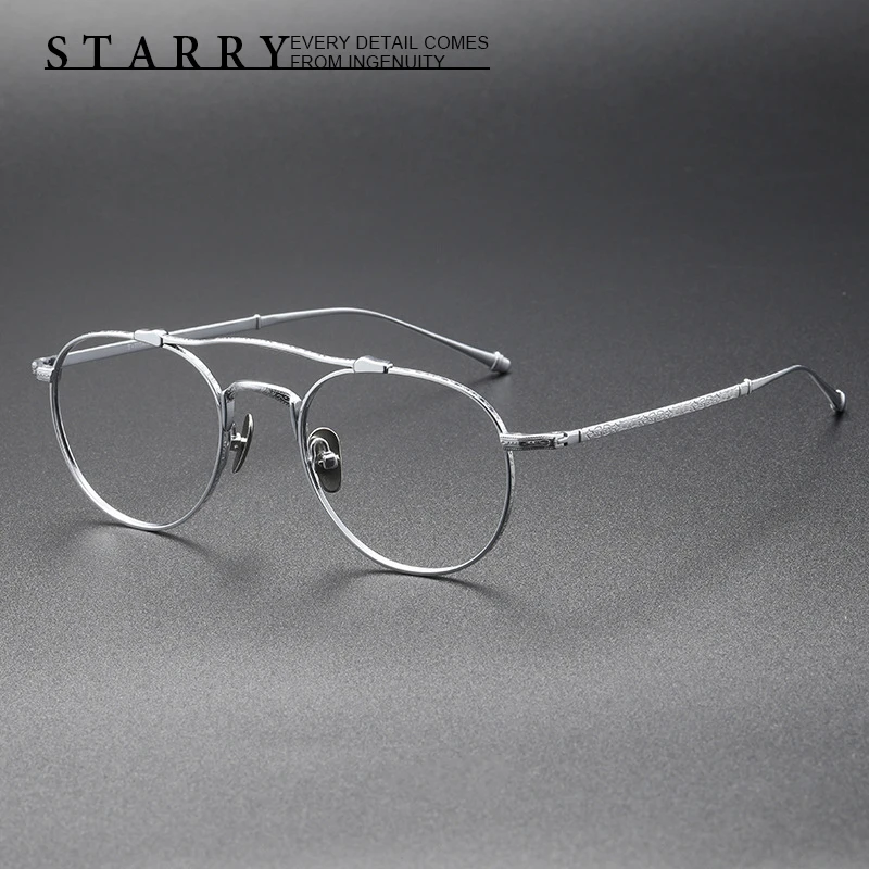 

Pure Titanium Men Eyeglasses Round Top Quality Handmade Glasses Retro Optical Myopia Reading Personalized Women Eyewear M3046