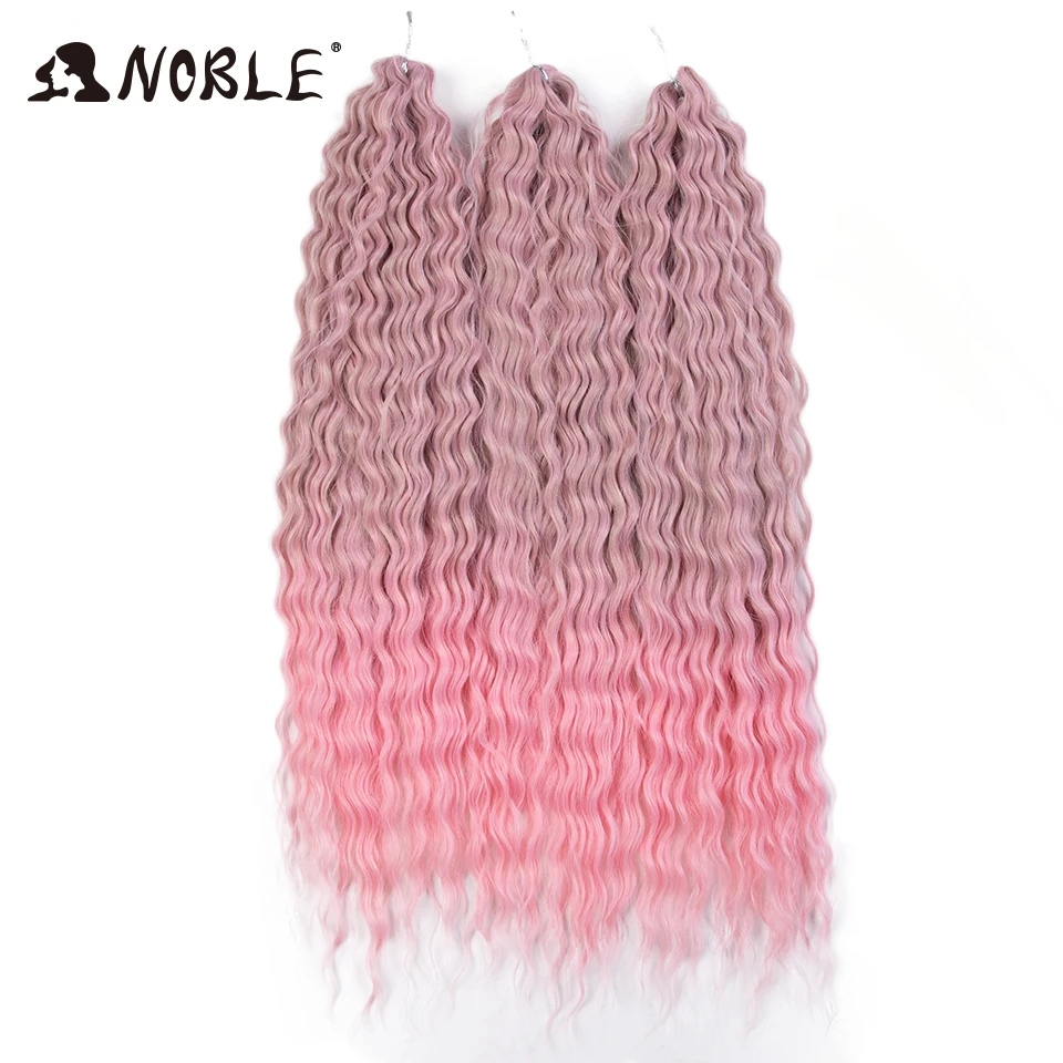 Noble Synthetic Hair Cosplay Water Wave 24Inch Twist Crochet Hair Braid Hair Ombre Blonde Pink Deep Wave Braiding Hair Extension