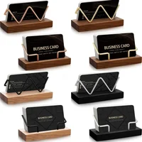 High-quality Wood Business Card Holder Desk Organizer Wooden Business Card Display Stand Postcard Holder Bracket for Office Home 1