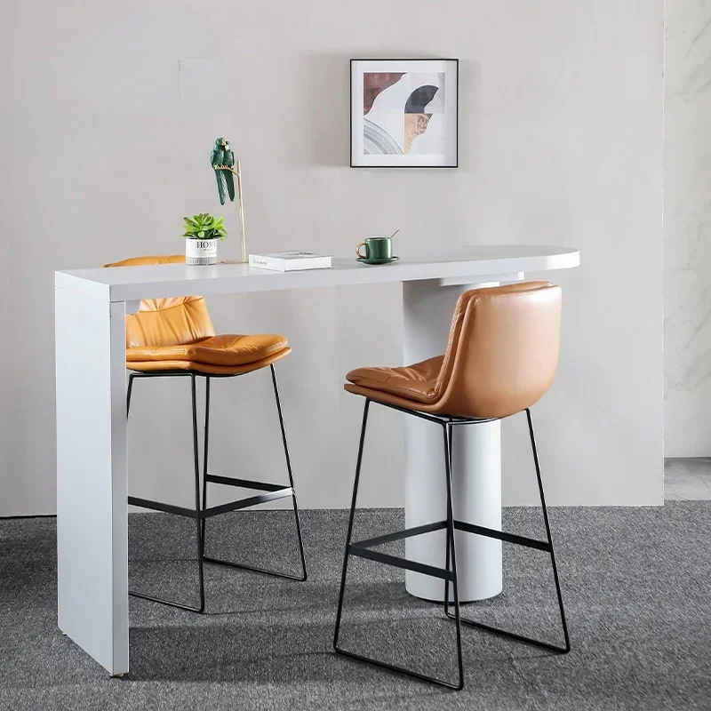 

Кожаный барный стул в нордическом стиле, фланелевый высокий стул для семьи, из железа, для кофейни, отеля, офиса, конференц-зала, бара