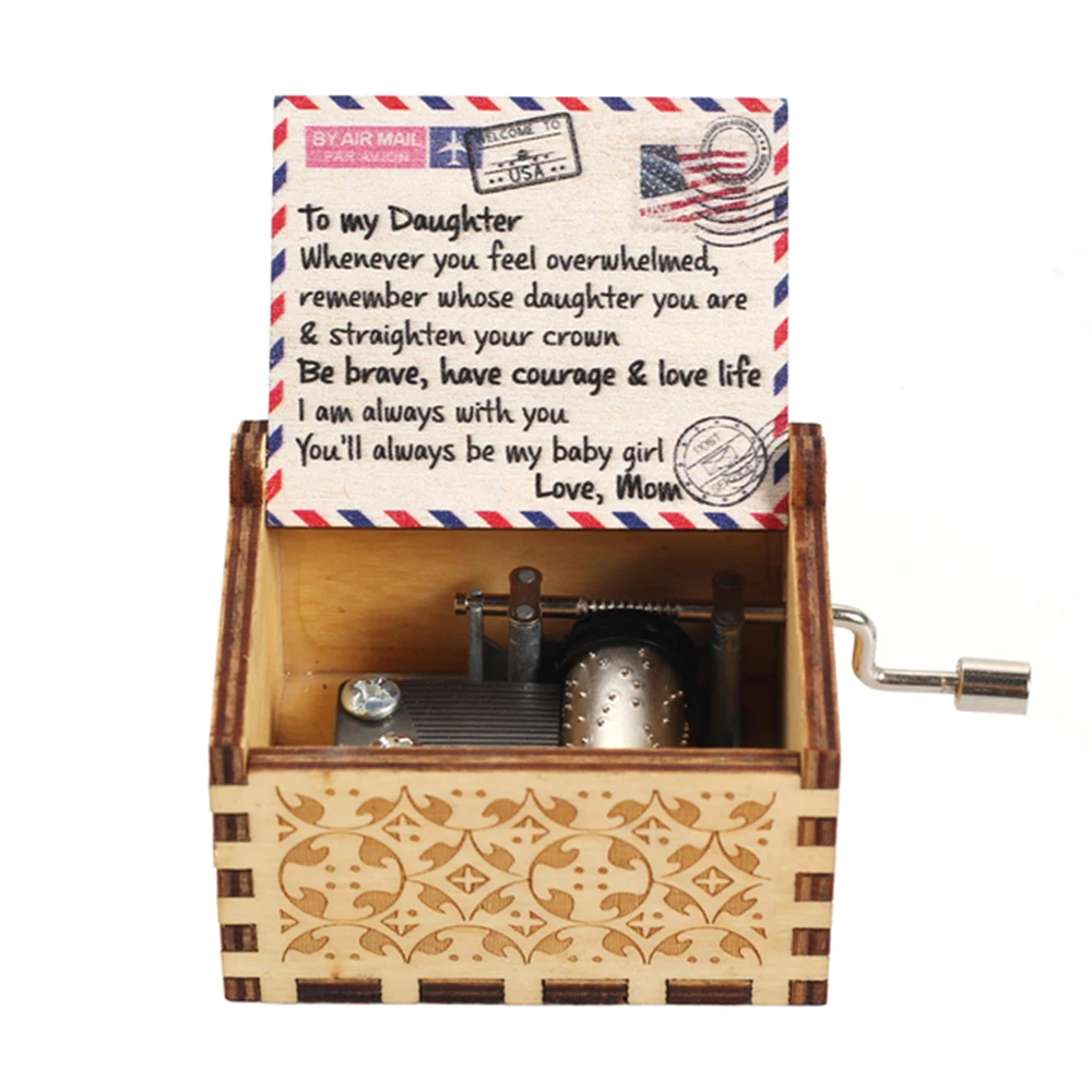 Carving Wooden Hand Crank Music Box, Mini Musical Box, You Are My Sunshine, Birthday Gift for Wife/Husband, Children's Day Gifts 6
