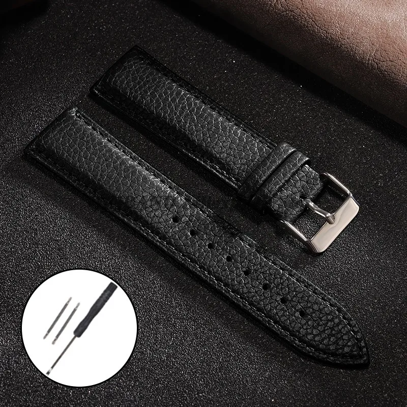Litchi Pattern Leather Watch Band Bracelet - Versatile Sport Wrist Strap