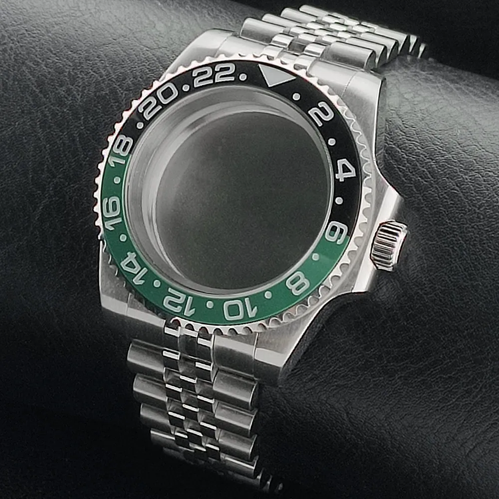 Premium GMT Watch Case with Bidirectional Sapphire Bezel and Slide Buck, 40MM, 5Bar Water Resistance
