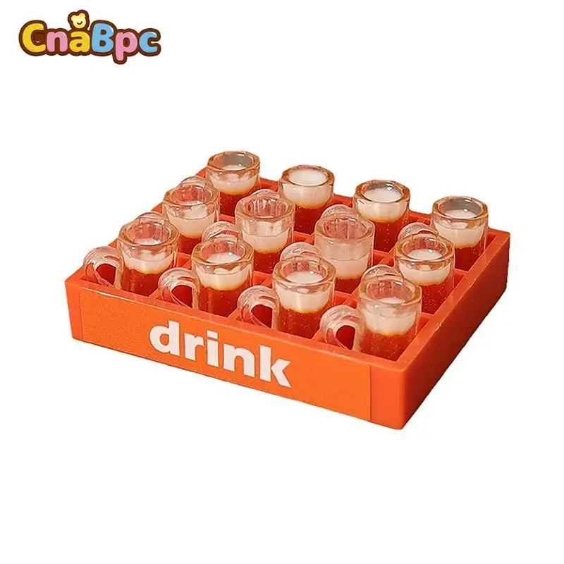 

13Pcs/Set 1/12 Dollhouse Miniature Beer Cups With Tray Simulation Food Toy Model Dollhouse Bar Scene Decor Kids Pretend Play Toy