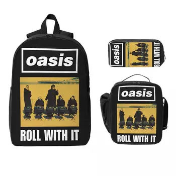 3Pcs Oasises Live 25 Band Backpack Set for Children Pencil Boxes Bookbag Sets with Lunch Box For School Students Daypack 1