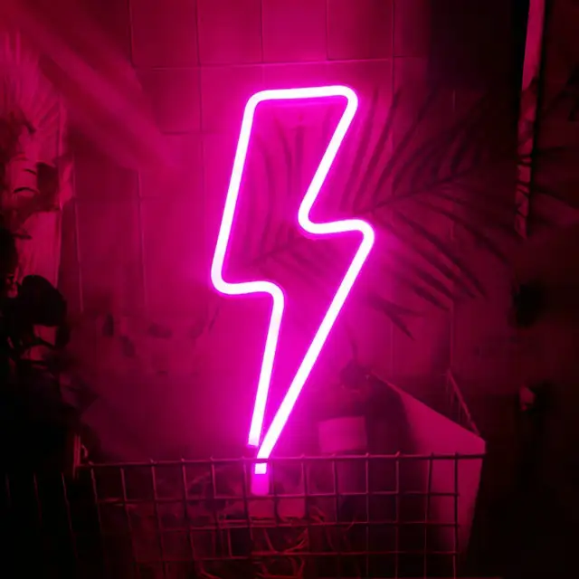 1pc Lightning Shape Neon Sign, USB/Battery Powered Room Decoration, For Bedroom Gaming Room Living Room Office Wall Light 2