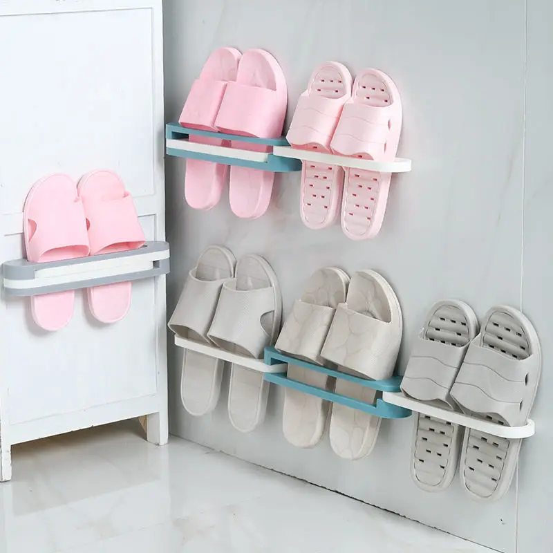 

3 in 1 Folding Slipper Rack Bathroom Towel Rack Multi-Functional Wall Hanging Storage Rack Non Perforated Installation New