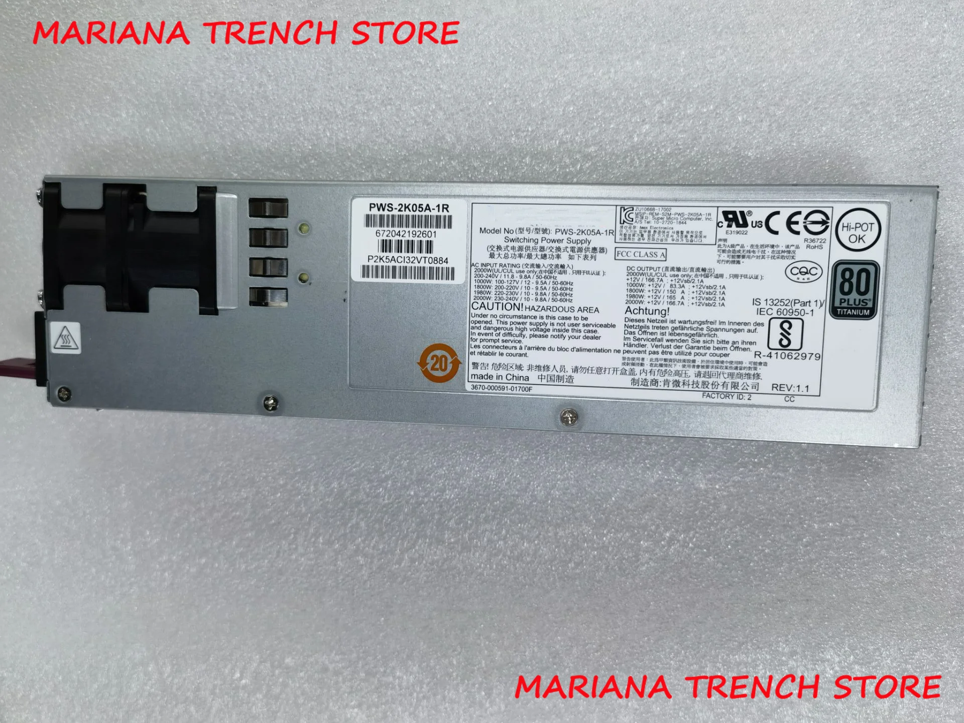 

PWS-2K05A-1R для Supermicro 2000W 1U избыточного источника питания, товар со следами использования