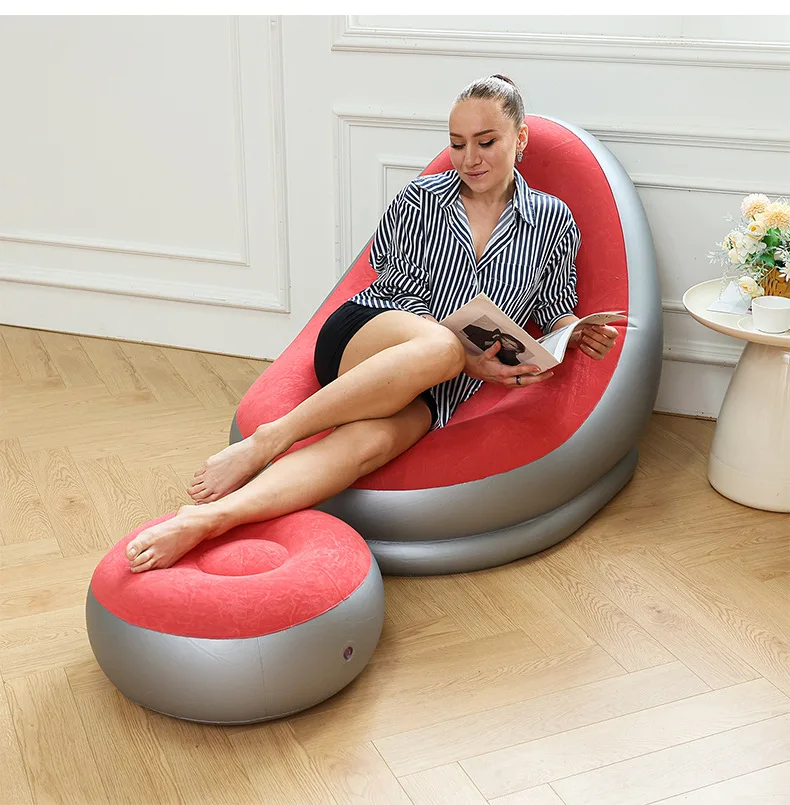 Lazy Air Sofa Bed With Pedals Modern Leisure Inflatable Sofa for Home Outdoor Office